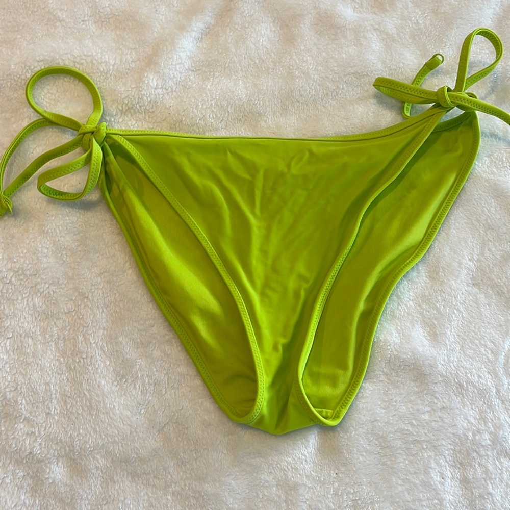 Aerie Swim Teeny String Bikini Bottom Neon Green.
